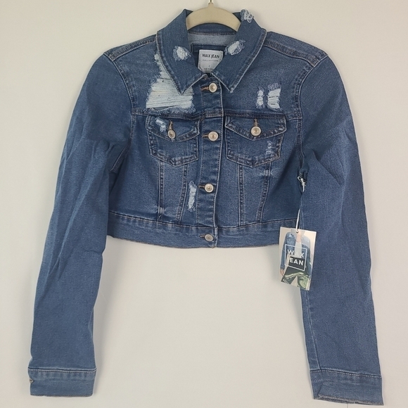 Women's NWT Wax Jean Stretch Denim Trucker Jacket Medium Wash Jacket Size Small - Picture 3 of 7